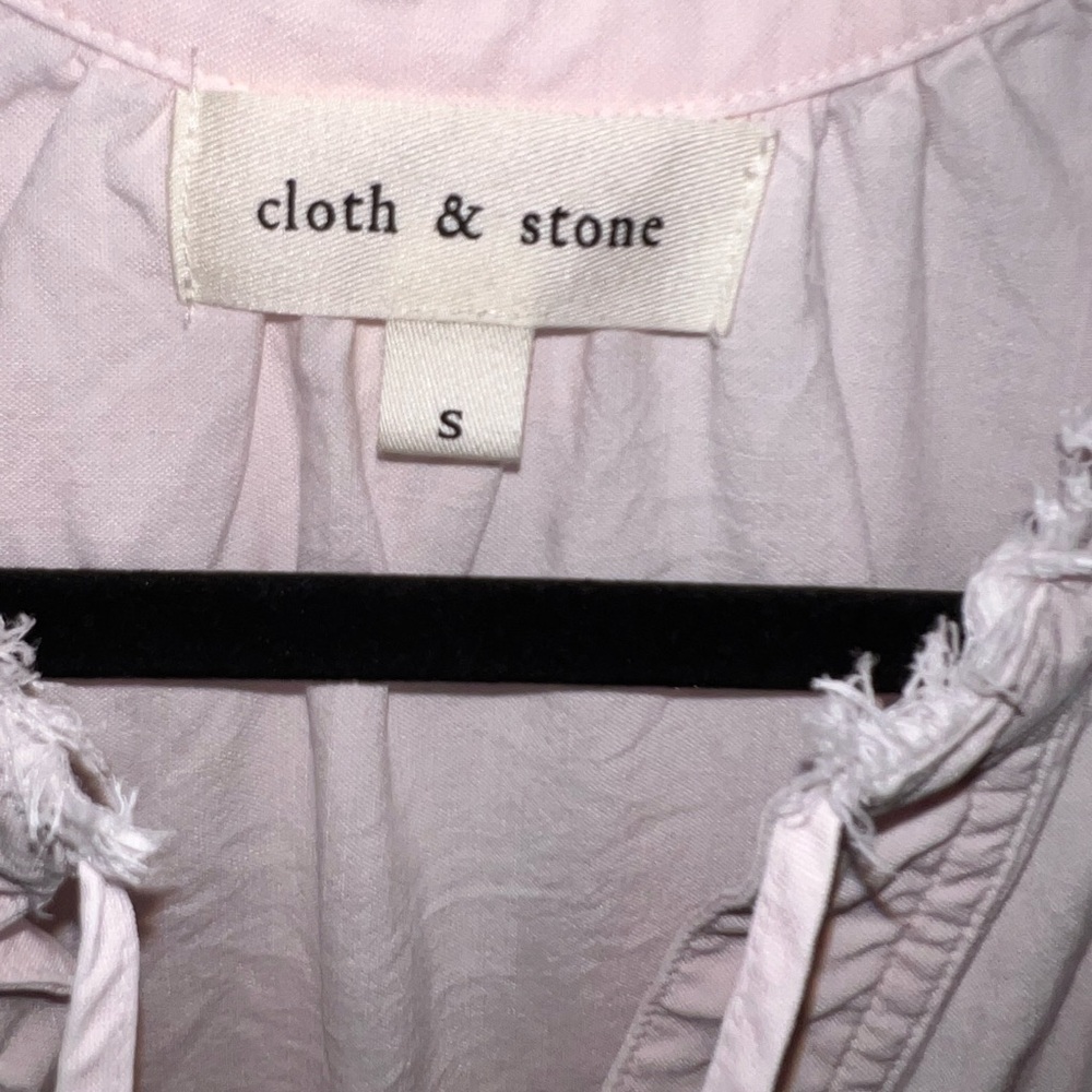 Cloth & Stone Pink Ruffled Blouse with Mandarin Collar - Picture 2 of 6